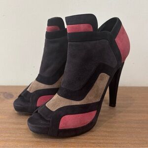 Pierre Hardy color block suede open toe heels